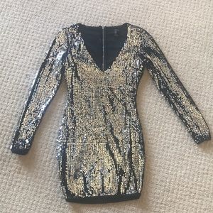 Sequin mini dress v neck